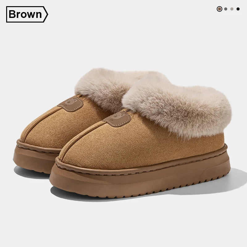 Fleece Lined Winter Slippers with Ankle Cover for Men & Women Warm Home Shoes