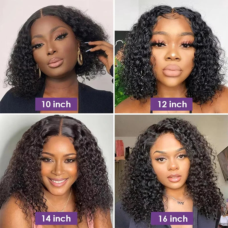 Women's 16 Inch Water Wave Bob Human Hair Lace Front Wig