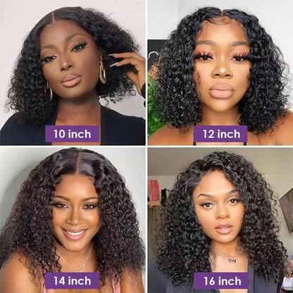 Women's 16 Inch Water Wave Bob Human Hair Lace Front Wig