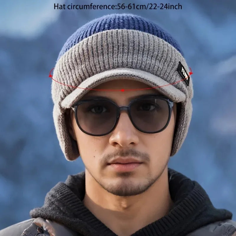 Unisex Dual Tone Knit Baseball Cap with Ear Protection