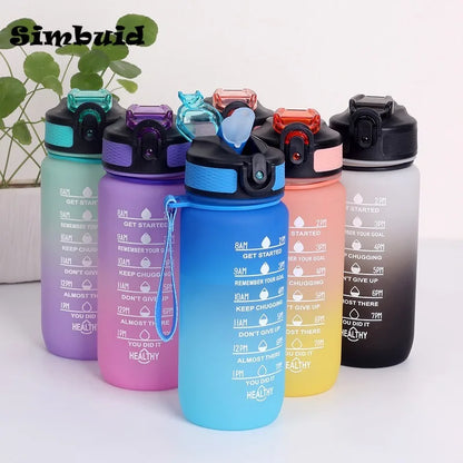 600ml Leak Proof Motivational Sports Water Bottle with Time Marker