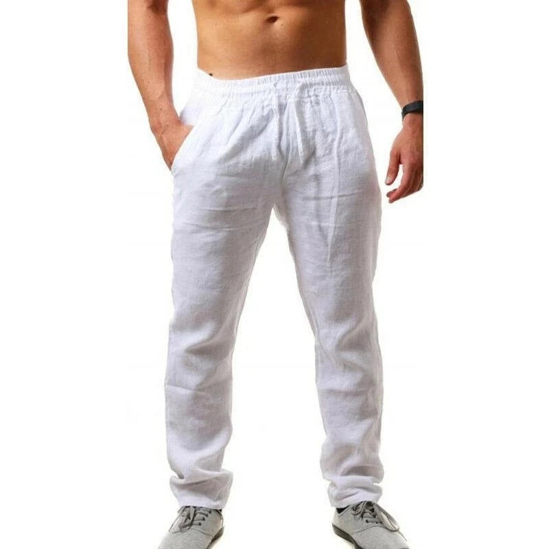 Men's Linen Cotton Wide Leg Casual Pants