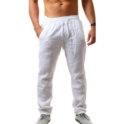 Men's Linen Cotton Wide Leg Casual Pants