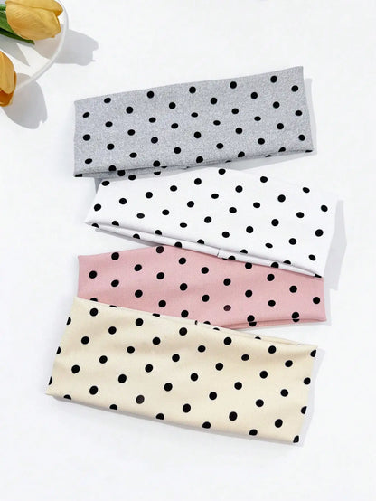 Women's 4 Piece Polka Dot Elastic Headband Set
