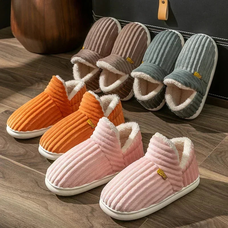 Warm Furry Ankle Cover Slippers for Men & Women Winter Home Shoes