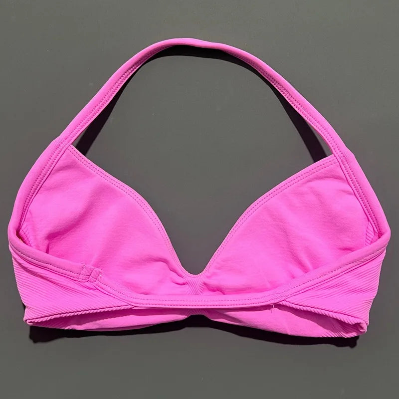HISTELLO Women's High Support Strappy Halter Sports Bra