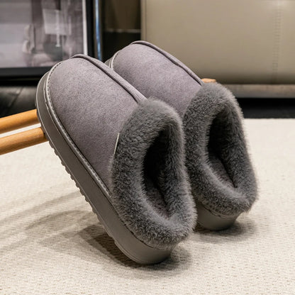 Fluffy Winter Slippers with Fur Lining Thick Sole for Men & Women