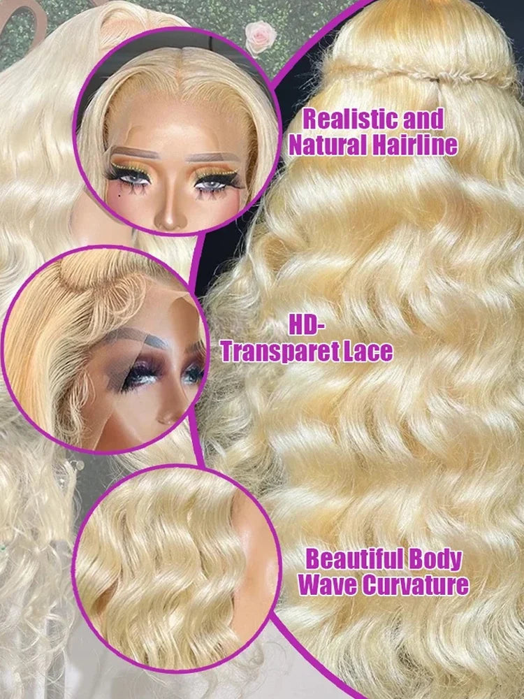Women's 613 Blonde Body Wave HD Lace Front Human Hair Wig