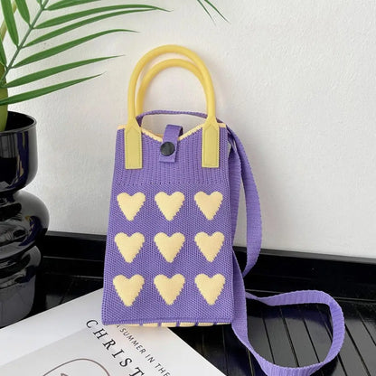Knitted Mini Love Shoulder Bag for Women Phone Crossbody Bag