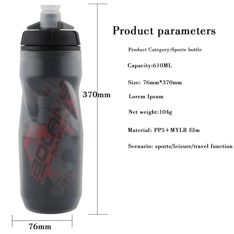 BOLANY 600ml Insulated Cycling Water Bottle