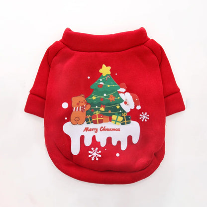 Warm Fleece Christmas Coat for Cats & Dogs Winter Outdoor Pet Clothing