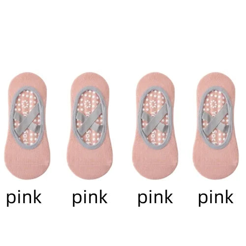 1 or 4 Pairs Women's Anti Slip Yoga Pilates Socks
