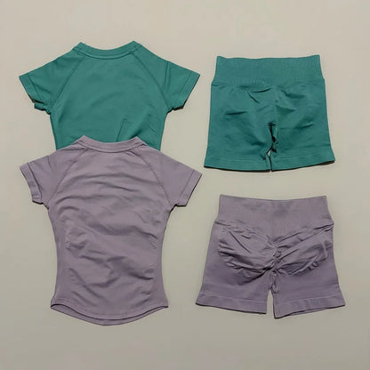 2 Piece Seamless Yoga Top and Shorts Set