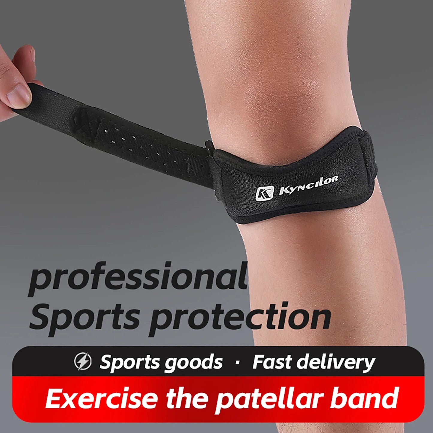 Adjustable Patella Knee Support Strap with Silicone Pad