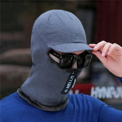 Men's Warm Wool Knit Hat with Ear Protection