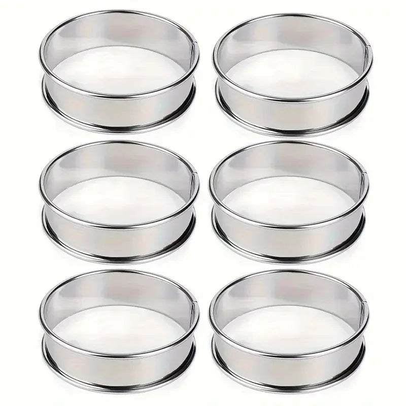 6 Piece Stainless Steel Perforated Tart Ring Set