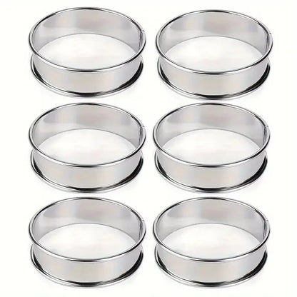 6 Piece Stainless Steel Perforated Tart Ring Set