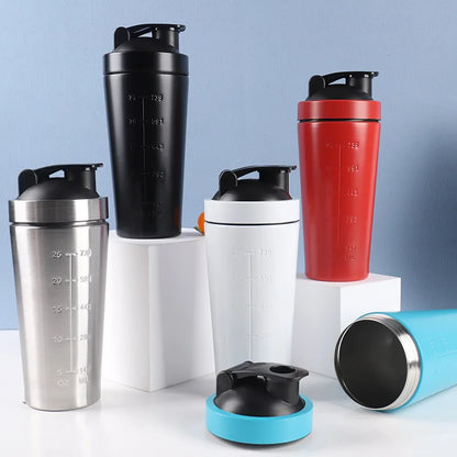 500ml or 750ml Stainless Steel Protein Shaker Bottle with Mixing Ball