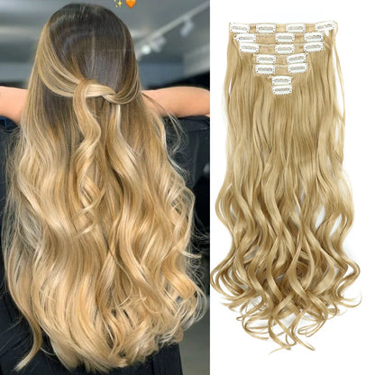 22 Inch Curly Wavy Clip In Hair Extensions 7PCS