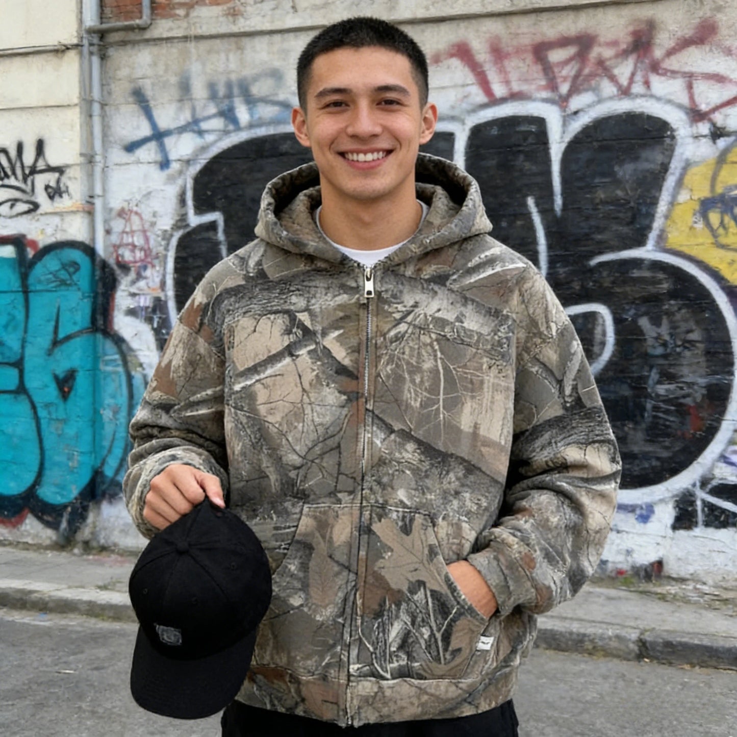 Unisex Y2K Oversized Camouflage Zip Up Hoodie