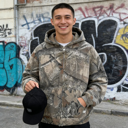 Unisex Y2K Oversized Camouflage Zip Up Hoodie