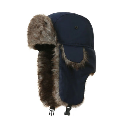 Men's Winter Russian Ushanka Trapper Hat with Ear Flaps