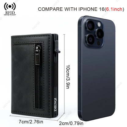 Men’s RFID Leather Card Holder Wallet with Magnetic Coin Purse