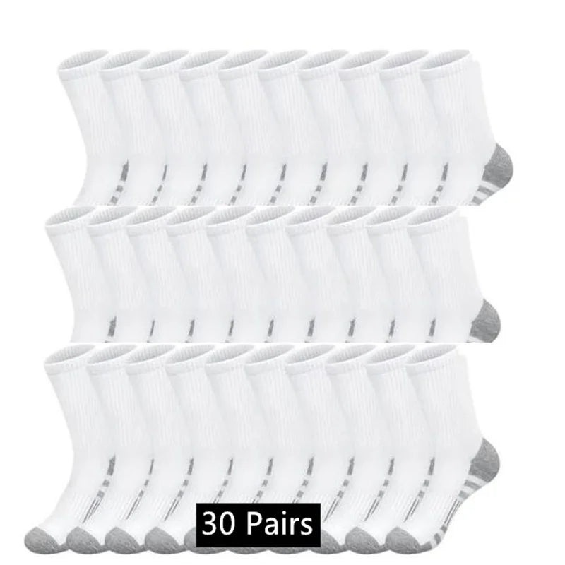 10 to 30 Pairs Men's Breathable Sports Crew Socks