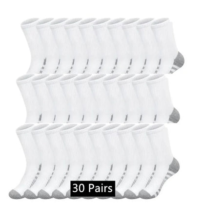 10 to 30 Pairs Men's Breathable Sports Crew Socks