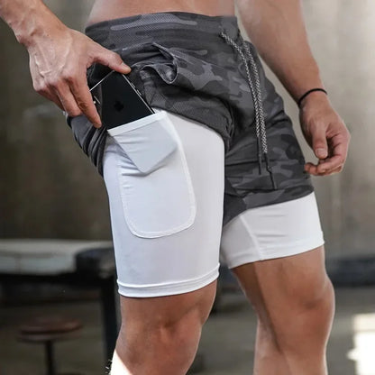 Men's Camo 2 in 1 Quick Dry Running Shorts