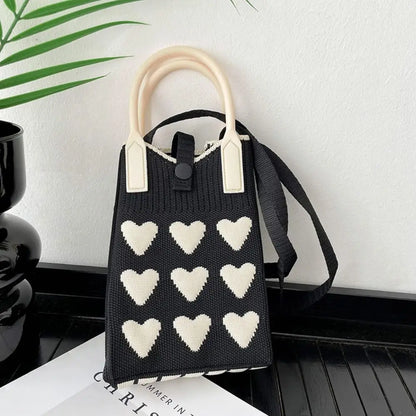 Knitted Mini Love Shoulder Bag for Women Phone Crossbody Bag