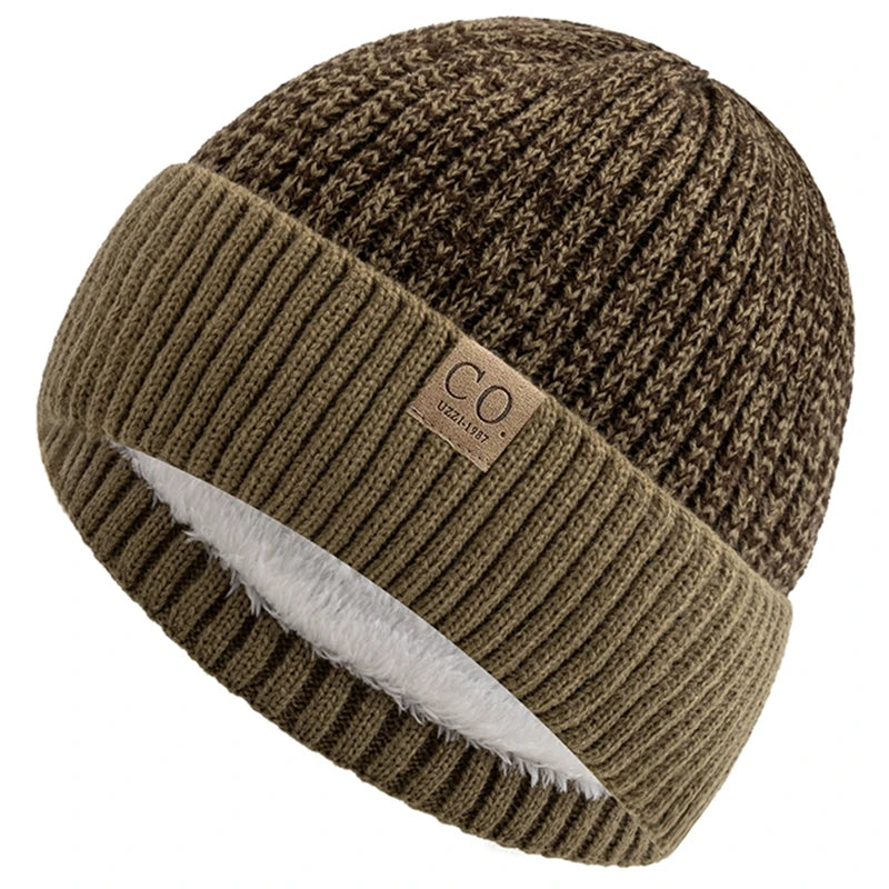 Unisex Two Tone Fur Lined Winter Beanie