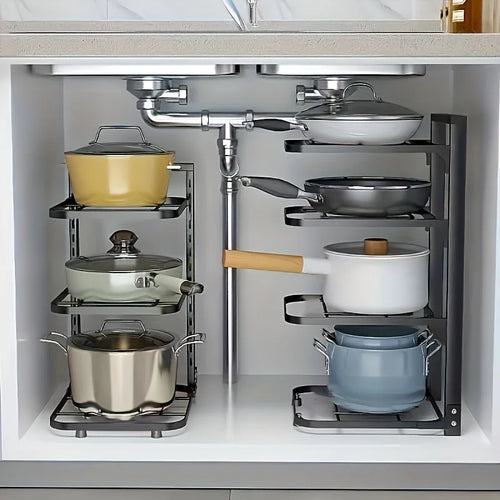 Adjustable Stainless Steel Pot and Pan Organizer Rack