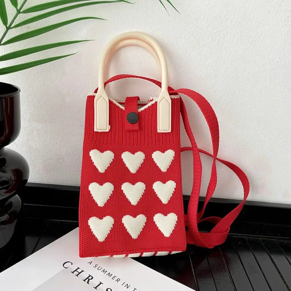 Knitted Mini Love Shoulder Bag for Women Phone Crossbody Bag