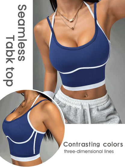 Women's Color Block Backless High Support Sports Bra