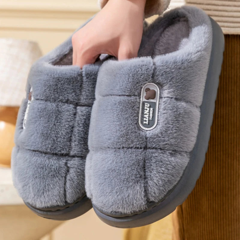 Big Size 50–51 Warm Winter Slippers for Men & Women Non Slip Home Shoes