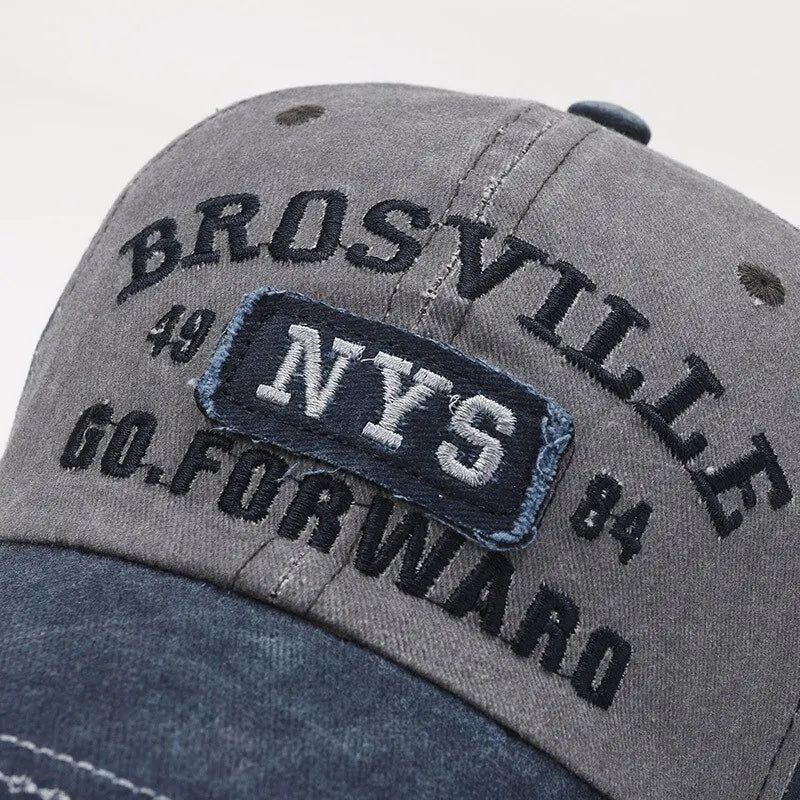 Men's Washed Embroidered Curved Brim Baseball Cap