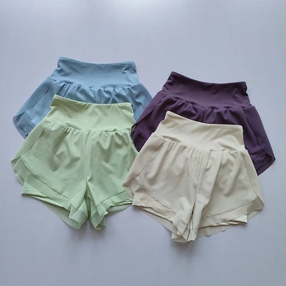 Women's High Waist Double Layer Quick Dry Running Shorts