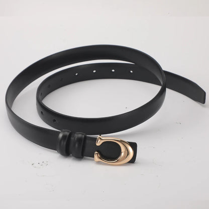 Women’s Fashion Belt with C-Shaped Buckle Double-Sided Leather Belt
