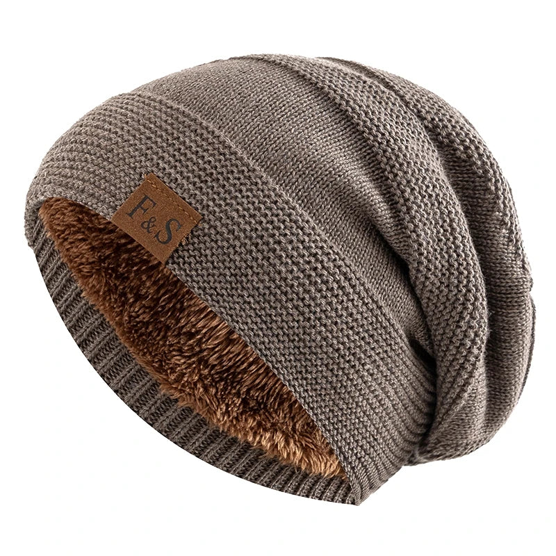 Unisex Faux Fur Lined Slouchy Winter Beanie