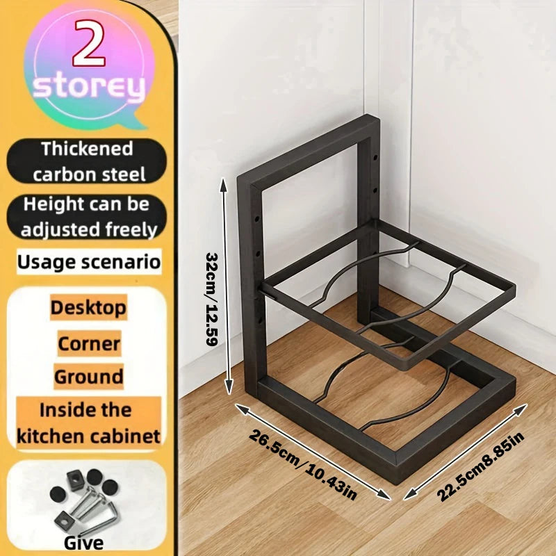 Adjustable Stainless Steel Pot and Pan Organizer Rack