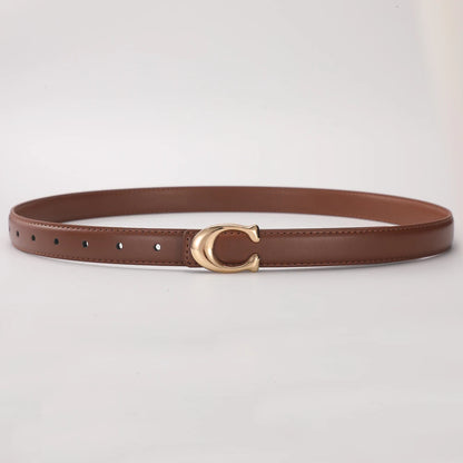 Women’s Fashion Belt with C-Shaped Buckle Double-Sided Leather Belt
