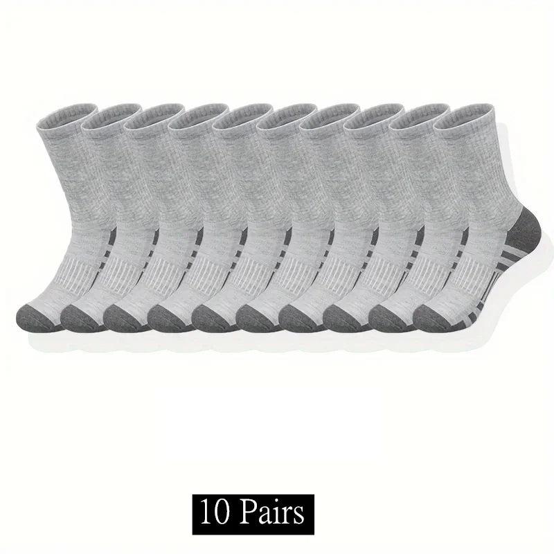 10 to 30 Pairs Men's Breathable Sports Crew Socks