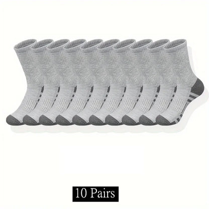 10 to 30 Pairs Men's Breathable Sports Crew Socks
