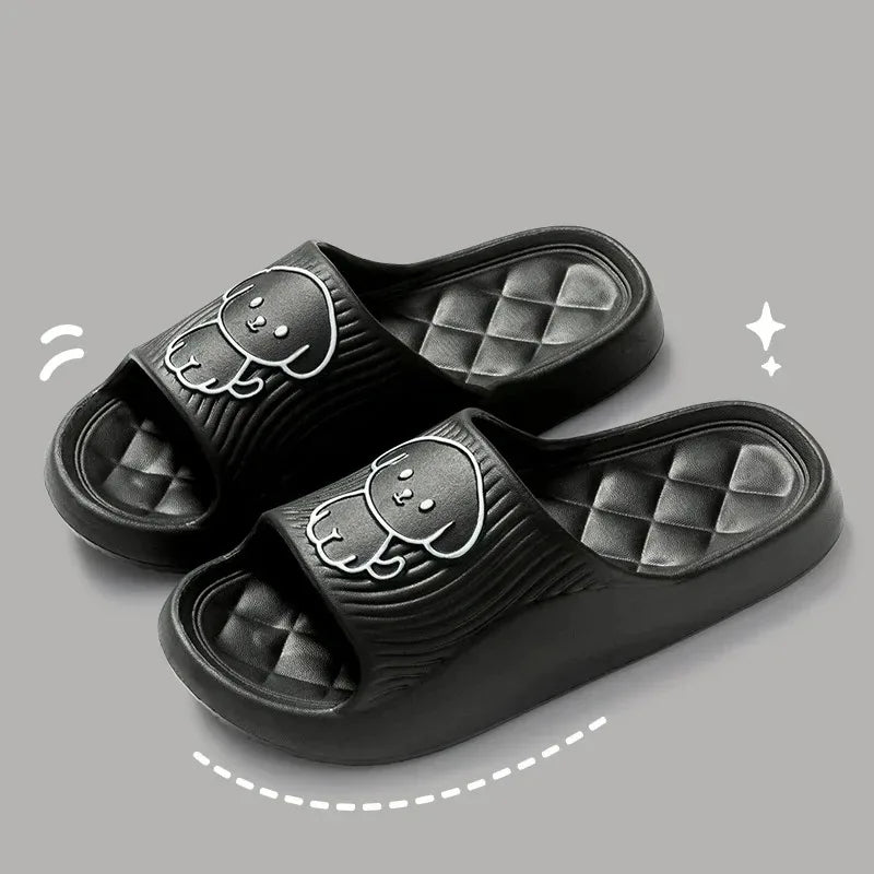 Cute Couple EVA Pillow Slippers Soft Sole Non Slip Bathroom Shoes