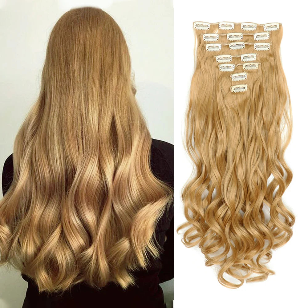 22 Inch Curly Wavy Clip In Hair Extensions 7PCS