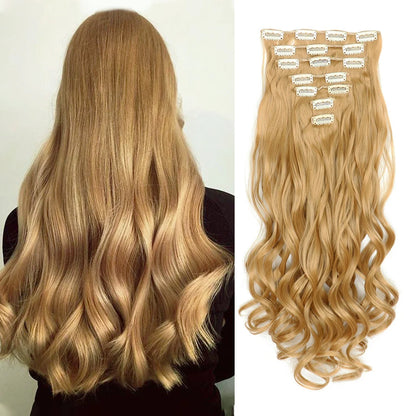 22 Inch Curly Wavy Clip In Hair Extensions 7PCS