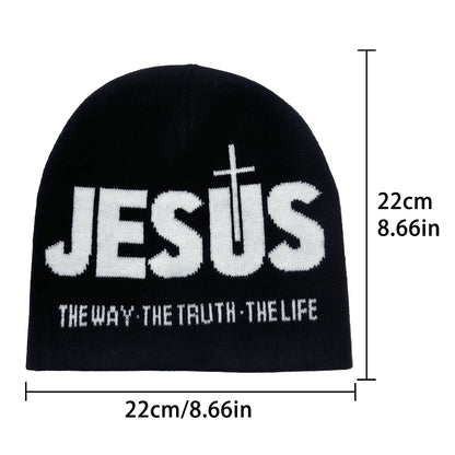 Unisex JESUS Jacquard Knit Winter Beanie