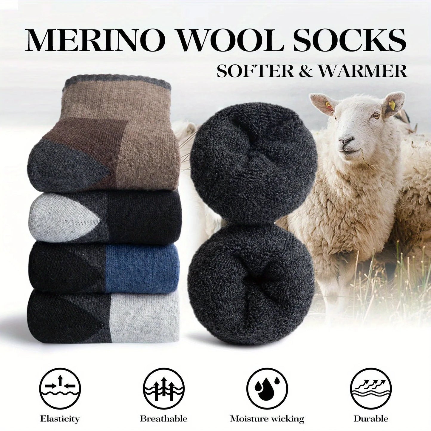 Unisex Merino Wool Thermal Hiking Socks
