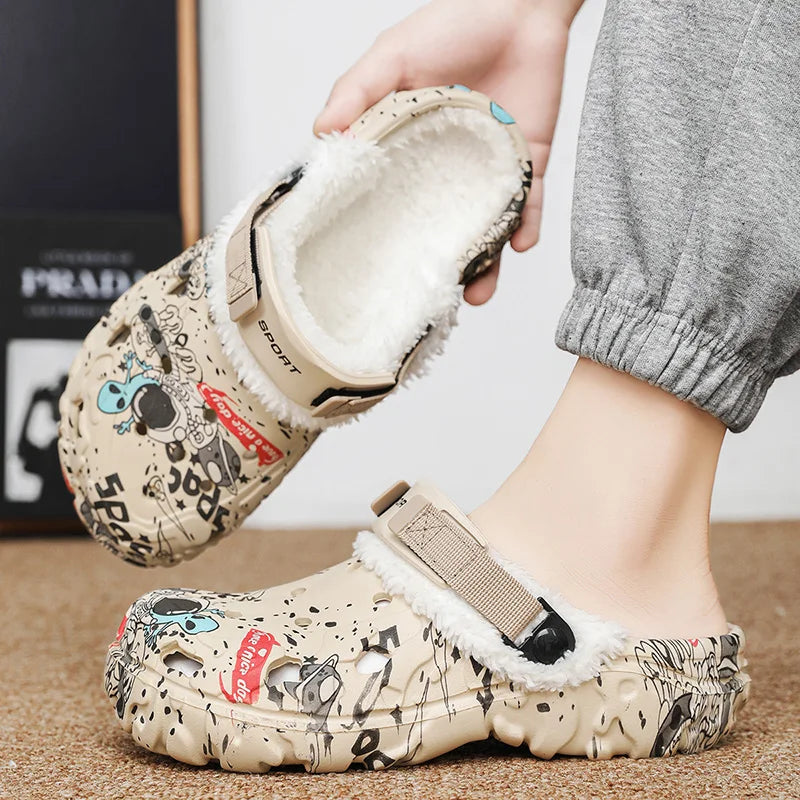Warm Plush Fur Clogs Slippers for Men & Women Size 47